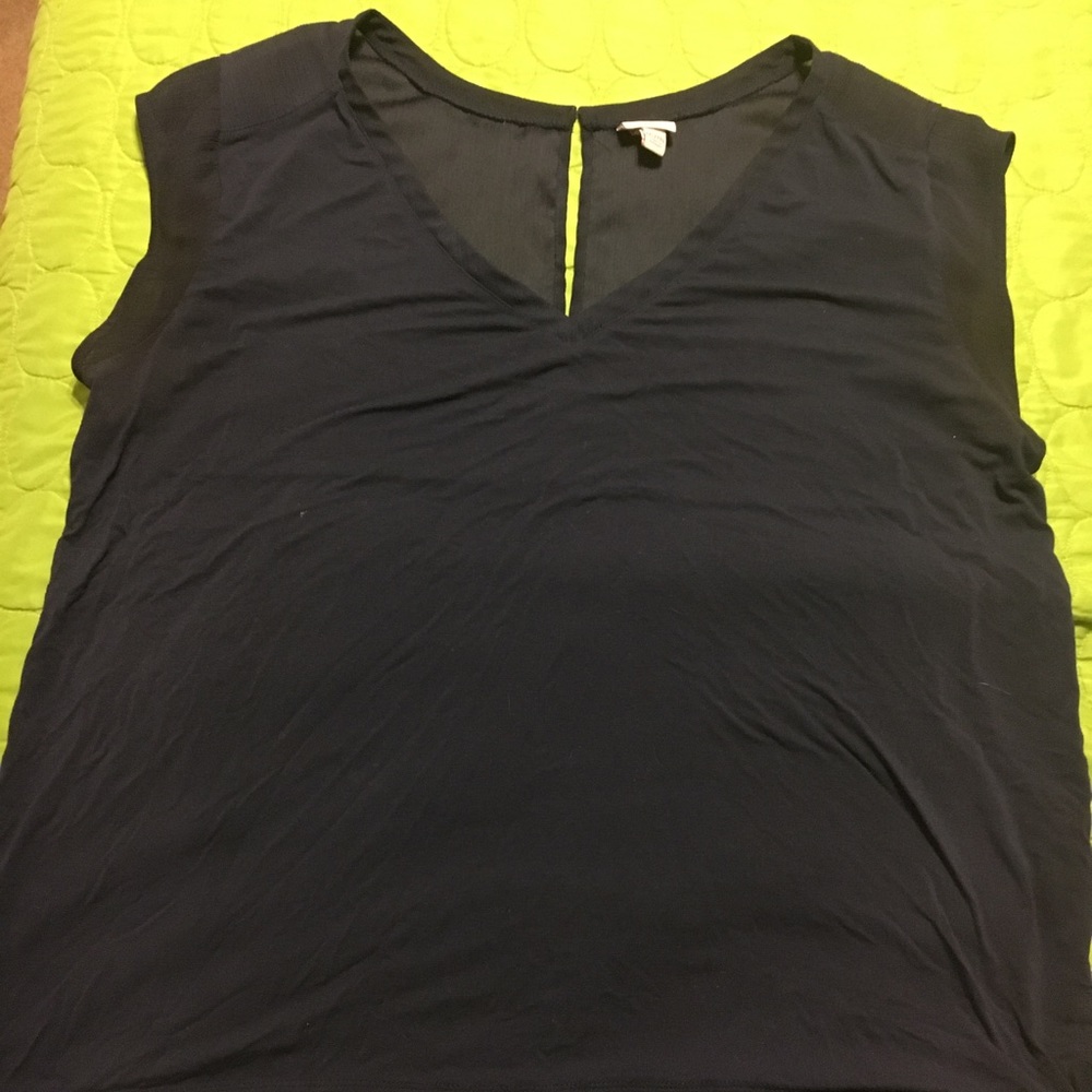 Navy Merona Mixed Media Top